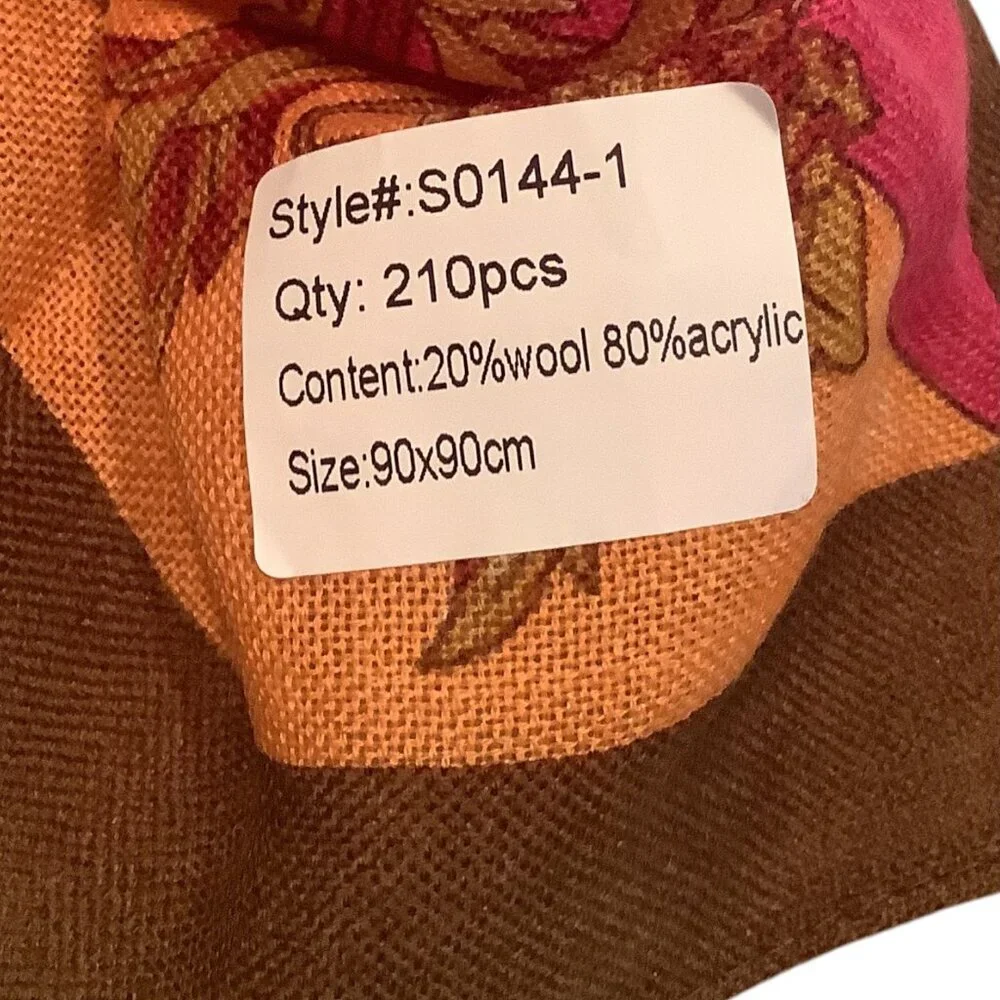 Square Scarf‎ Wrap With Vibrant Ornamental Pattern Multicolor 90x90cm